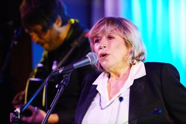Marianne Faithfull performs to celebrity guests at Quaglino’s 